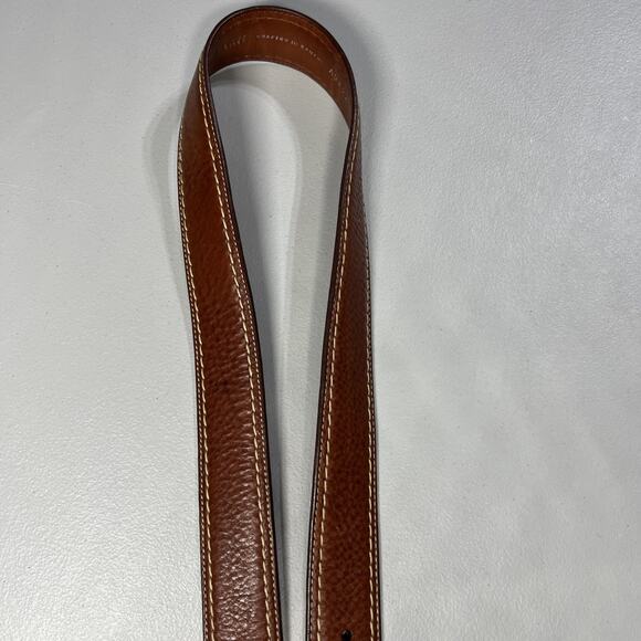 Cole Haan Pebbled Leather Belt Mens 32 80 cm Brown Contrast Stitching A08979 - Picture 3 of 9